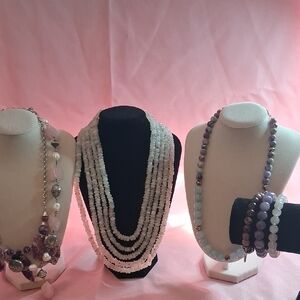 Elegant Gemstone Beaded Necklace Set Including Moonstone